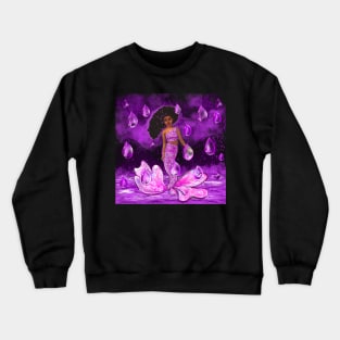 Mermaid in the rain, mermaid among raindrops falling into Water Crewneck Sweatshirt